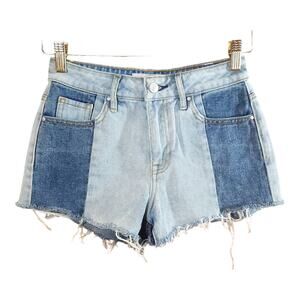 Pacsun High Waist Rigid Patchwork Denim Cutoff Shorts Casual Summer Women's 23